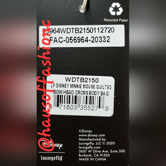 LOUNGEFLY Disney Minnie Mouse Quilted Bow Purse or Crossbody Bag! NWT! - Picture 16 of 16